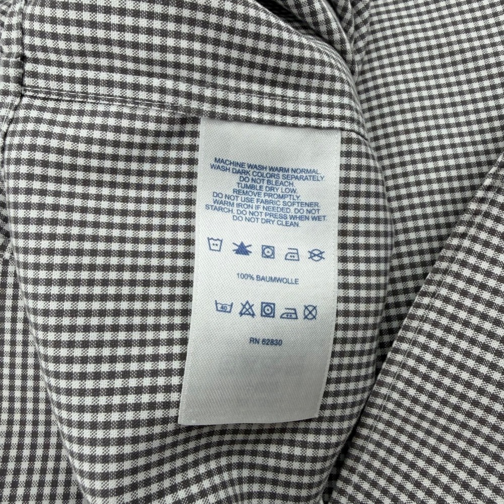 Lands End Mens No Iron Supima Cotton Button Down Gray Gingham Shirt 16 1/2-32 - Picture 5 of 8